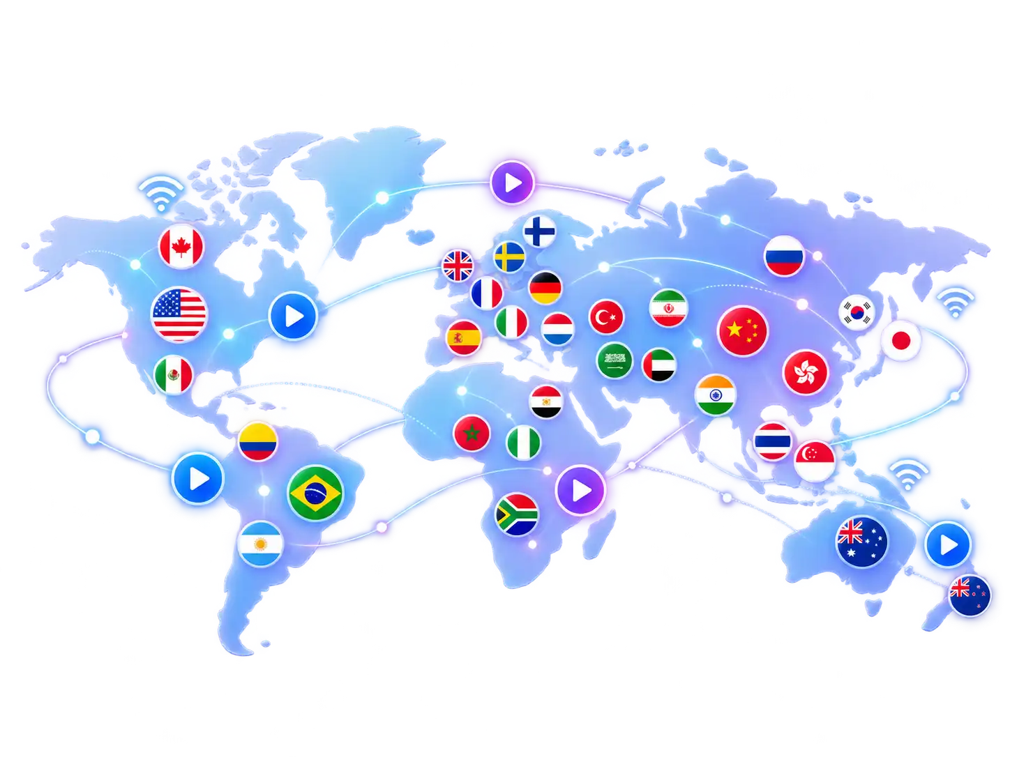 NovaStar IPTV world map of international channels